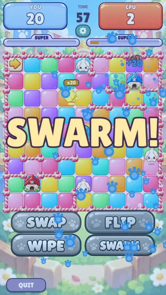 The SWARM super filling the board with critters